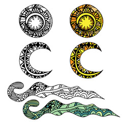 Coloring books pages doodle moon and cloud sketch, cute illustration, Halloween coloring pages, isolated moon, vector drawing