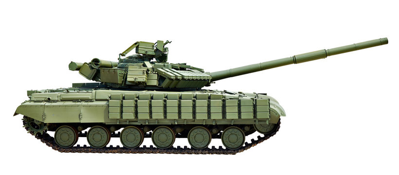 Main battle tank isolated white