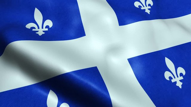 Waving Flag of Quebec Province or Territory of Canada Seamless Looping