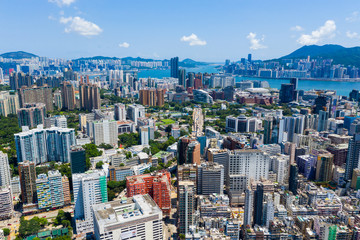 Top view of Hong Kong city