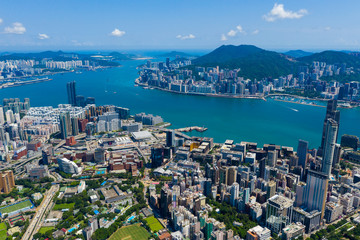 Fototapeta na wymiar Top view of Hong Kong city skyline