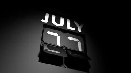 July 22 date. digital calendar change to July 22 animation
