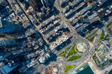 Fototapeta premium Top down view of Hong Kong city