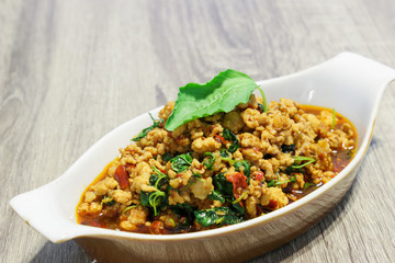 Stir fry mousse on a white background dish