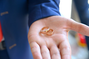 Gold Wedding Rings on a Male Hand
