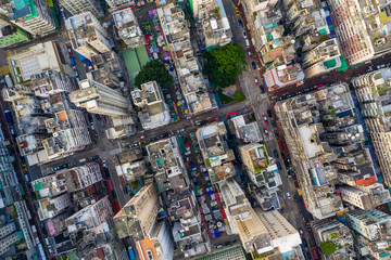 Top Down view of Hong Kong city