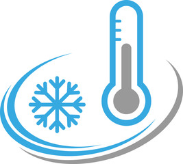 Thermometer und Schneeflocke, Temperatur, Klima, Logo