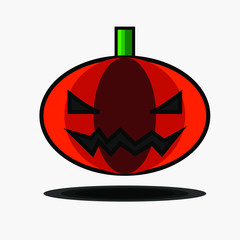 Pumpkin Halloween orange with white background vector illustration