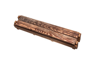 Wooden box isolated on white background.