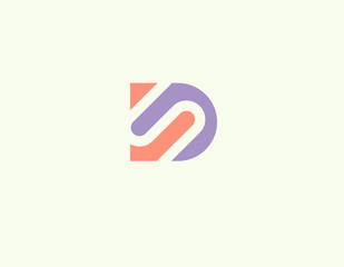 Creative minimalistic logo sign of two elements for company letter D