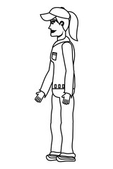 female young mechanic worker avatar character