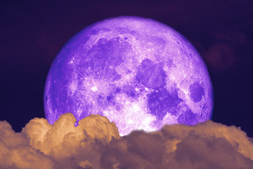 super purple Beaver Moon back dark heap cloud on the night sky