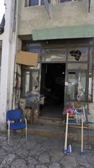 run down small business in skopjes old town