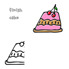 Set of vector cakes with cream or fruits, Illustration on white  background in hand drawn doodle style.Great for web page background, wrapping paper, cards,notebook and invitation
