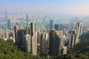Fototapeta na wymiar Hong Kong city skyline from the Victoria peak