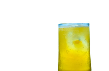 Beer in a glass with a white background