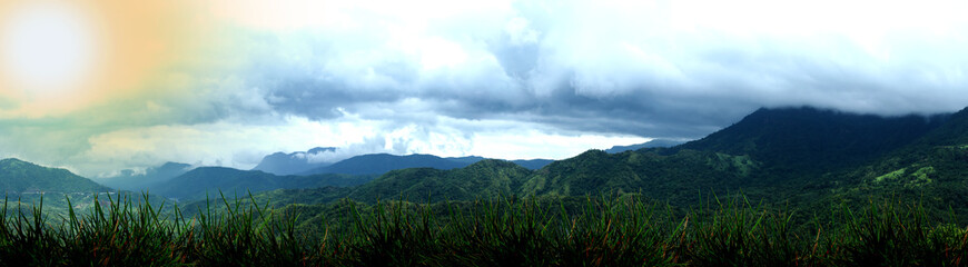 Fototapeta premium mountain panorama during storm day 
