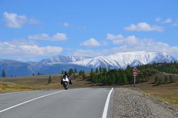 Fototapeta premium motorcycles travel Altai mountain