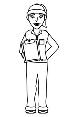 female young mechanic worker with checklist