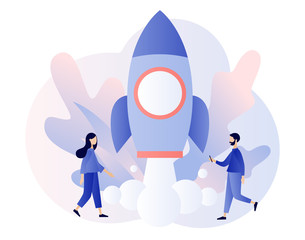 Fototapeta premium Business Start Up concept. Modern flat cartoon style. Vector illustration 