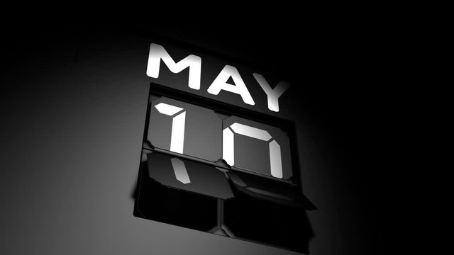 May 18 date. digital calendar change to May 18 animation