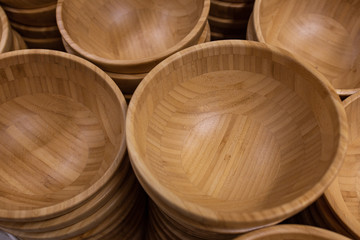 many bamboo bowls