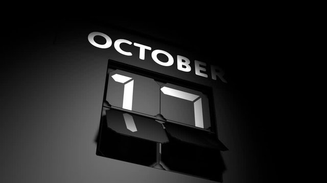 October 17 date. digital calendar change to October 17 animation