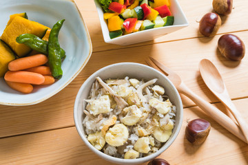 栗の炊き込みご飯の食事