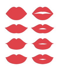 Fototapeta na wymiar Beautiful red lips icons collection vector
