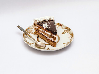 Cake on the saucer.