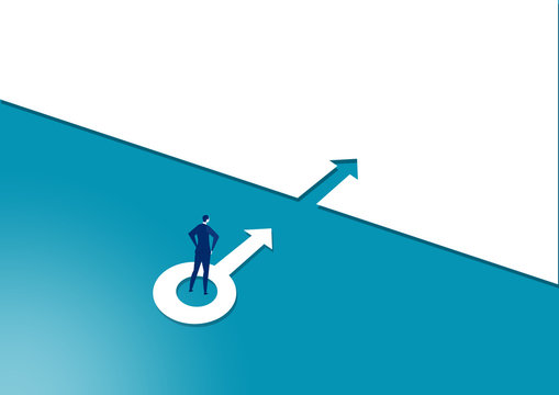 businessman standing forword to arrow sucess concept vector