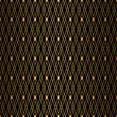 Fototapeta premium Diamond pattern motif. Seamless gold and black background
