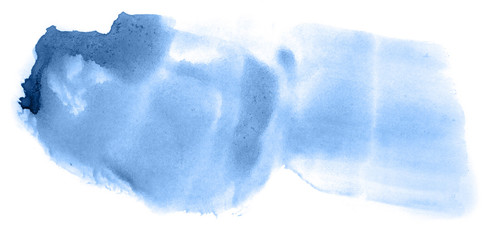 Abstract watercolor background hand-drawn on paper. Volumetric smoke elements. Blue color. For design, web, card, text, decoration, surfaces.