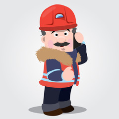 A man in a working form with a mobile phone