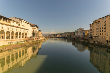Fototapeta na wymiar View from the bridge of Ponte Vecchio in Italy