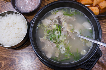 Pork and Rice Soup (Dwaeji-gukbap), famous dish in Busan, Korean food.