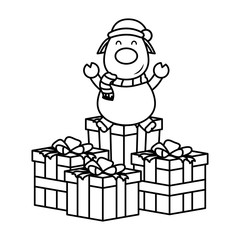 merry christmas cute reindeer in gifts character