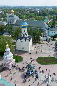Sergiev Posad. Queue at the Holy spring in the Holy Trinity Sergius Lavra