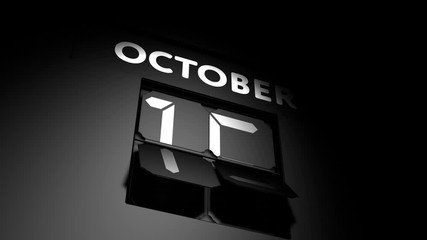 October 15 date. digital calendar change to October 15 animation
