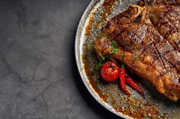 chic meat steak with pepper on a plate