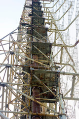 Fototapeta na wymiar The radar antenna of the Duga military missile system in Chernobyl in Ukraine.
