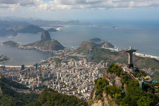 Aerial view of Christ the Redeemer, Rio de Janeiro, Brazil