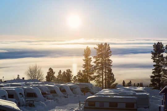 Snow covered parking lot