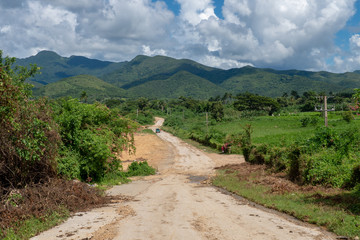 Fototapeta na wymiar Rural scenery around the town of Trinidad de Cuba in October 2019