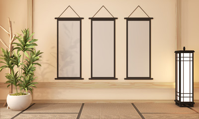 Ryokan room design very japanese style.3D rendering