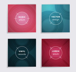 Abstract vinyl records music album covers set.