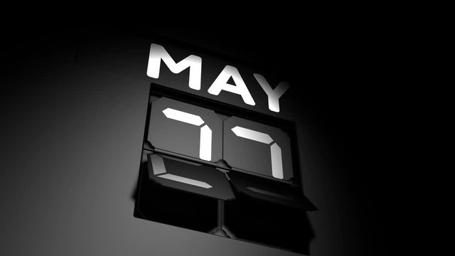 May 23 date. digital calendar change to May 23 animation