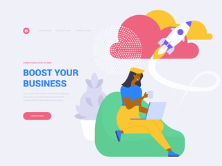 Boost your business landing page vector template