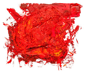 Red hand drawn square vector oil brush stroke. Template for your text.