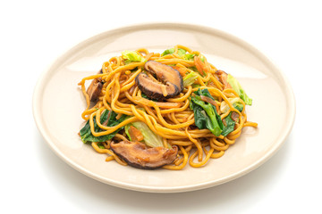 yakisoba noodles stir-fried with vegetable - vegan and vegetarian food